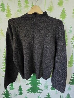 Nine West Shimmery Black Knit Mock Neck Pullover